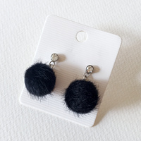 Stud Earrings - Fluffy Black