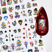 Nail Stickers F615 Creepy Clowns